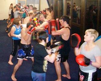 Kickboxing Circuit is not only a circuit workout, but a total package of fitness Muay Thai moves are taught and learned and then practiced on various pads. 